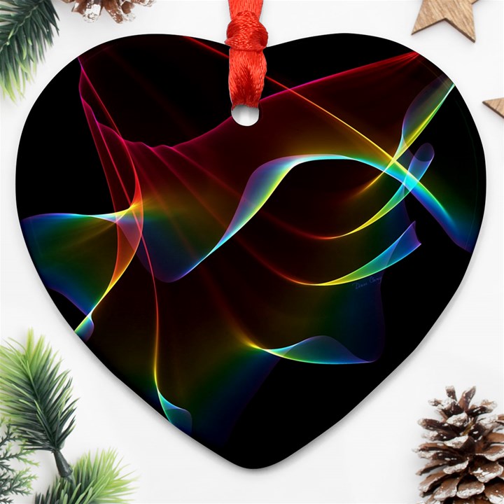 Imagine, Through The Abstract Rainbow Veil Heart Ornament (Two Sides)