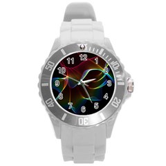 Imagine, Through The Abstract Rainbow Veil Plastic Sport Watch (large)