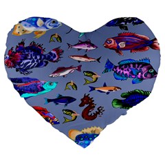 Fishy 19  Premium Heart Shape Cushion