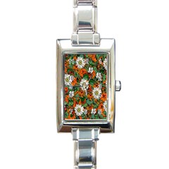 Flowers Rectangular Italian Charm Watch