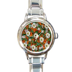 Flowers Round Italian Charm Watch by Rbrendes