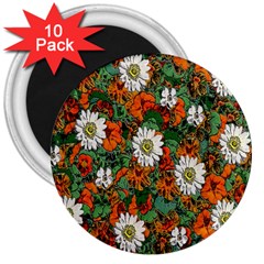 Flowers 3  Button Magnet (10 Pack)