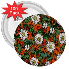 Flowers 3  Button (100 Pack)