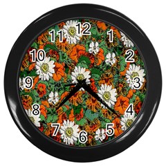 Flowers Wall Clock (black)