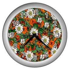 Flowers Wall Clock (silver)