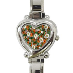 Flowers Heart Italian Charm Watch 