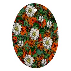 Flowers Oval Ornament (two Sides)