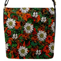 Flowers Flap Closure Messenger Bag (small) by Rbrendes