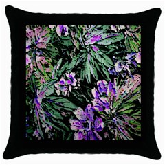 Garden Greens Black Throw Pillow Case