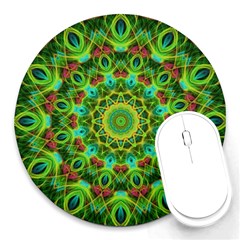 Peacock Feathers Mandala 8  Mouse Pad (round)