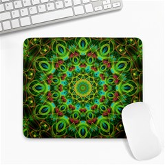 Peacock Feathers Mandala Large Mouse Pad (rectangle) by Zandiepants