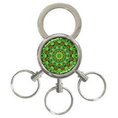 Peacock Feathers Mandala 3-ring Key Chain