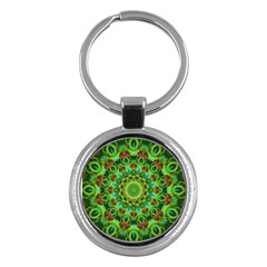 Peacock Feathers Mandala Key Chain (round) by Zandiepants