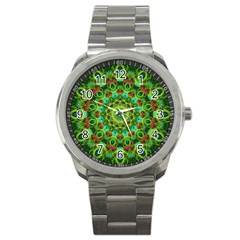 Peacock Feathers Mandala Sport Metal Watch