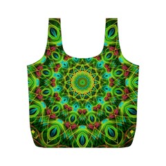 Peacock Feathers Mandala Reusable Bag (m) by Zandiepants