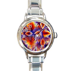 Winter Crystal Palace, Abstract Cosmic Dream Round Italian Charm Watch