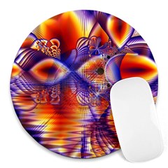 Winter Crystal Palace, Abstract Cosmic Dream Round Mousepad by DianeClancy