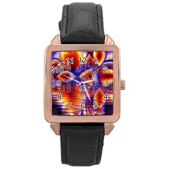 Winter Crystal Palace, Abstract Cosmic Dream Rose Gold Leather Watch  by DianeClancy