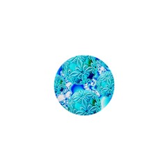 Blue Ice Crystals, Abstract Aqua Azure Cyan 1  Mini Button by DianeClancy