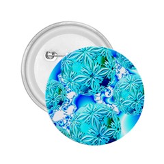 Blue Ice Crystals, Abstract Aqua Azure Cyan 2 25  Button by DianeClancy