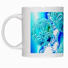 Blue Ice Crystals, Abstract Aqua Azure Cyan White Mug by DianeClancy