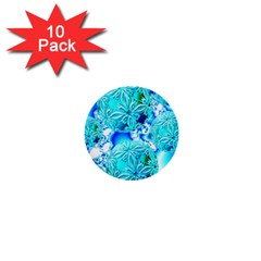 Blue Ice Crystals, Abstract Aqua Azure Cyan 1  Mini Button (10 Pack)  by DianeClancy