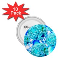 Blue Ice Crystals, Abstract Aqua Azure Cyan 1 75  Button (10 Pack)  by DianeClancy