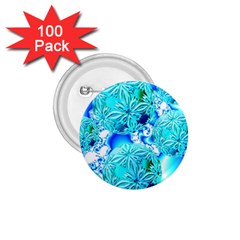 Blue Ice Crystals, Abstract Aqua Azure Cyan 1 75  Button (100 Pack)  by DianeClancy