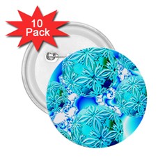 Blue Ice Crystals, Abstract Aqua Azure Cyan 2 25  Button (10 Pack) by DianeClancy