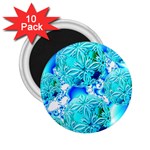 Blue Ice Crystals, Abstract Aqua Azure Cyan 2.25  Magnet (10 pack) Front