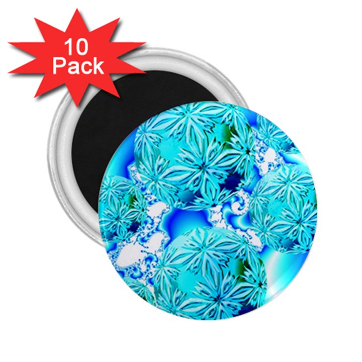 Blue Ice Crystals, Abstract Aqua Azure Cyan 2.25  Magnet (10 pack)