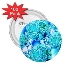 Blue Ice Crystals, Abstract Aqua Azure Cyan 2 25  Button (100 Pack) by DianeClancy