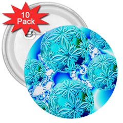 Blue Ice Crystals, Abstract Aqua Azure Cyan 3  Button (10 Pack) by DianeClancy