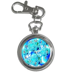 Blue Ice Crystals, Abstract Aqua Azure Cyan Key Chain Watch by DianeClancy