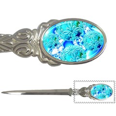 Blue Ice Crystals, Abstract Aqua Azure Cyan Letter Opener by DianeClancy