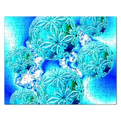 Blue Ice Crystals, Abstract Aqua Azure Cyan Jigsaw Puzzle (rectangular) by DianeClancy