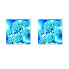 Blue Ice Crystals, Abstract Aqua Azure Cyan Cufflinks (square) by DianeClancy