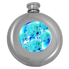 Blue Ice Crystals, Abstract Aqua Azure Cyan Hip Flask (5 Oz) by DianeClancy