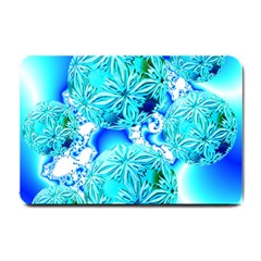 Blue Ice Crystals, Abstract Aqua Azure Cyan Small Doormat by DianeClancy