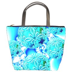 Blue Ice Crystals, Abstract Aqua Azure Cyan Bucket Bag by DianeClancy