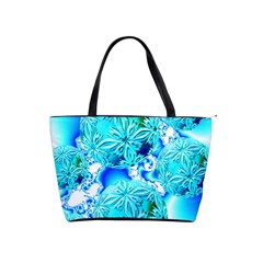 Blue Ice Crystals, Abstract Aqua Azure Cyan Classic Shoulder Handbag by DianeClancy