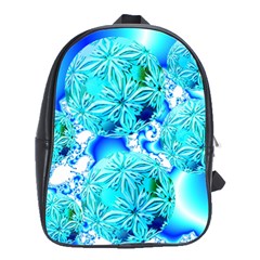 Blue Ice Crystals, Abstract Aqua Azure Cyan School Bag (large) by DianeClancy