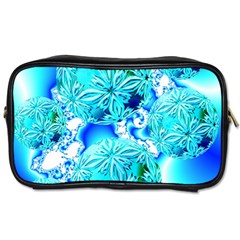 Blue Ice Crystals, Abstract Aqua Azure Cyan Toiletries Bag (one Side) by DianeClancy