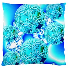 Blue Ice Crystals, Abstract Aqua Azure Cyan Large Cushion Case (two Sides) by DianeClancy