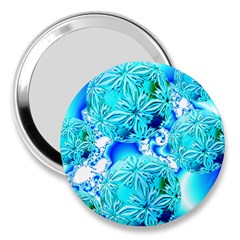 Blue Ice Crystals, Abstract Aqua Azure Cyan 3  Handbag Mirror by DianeClancy