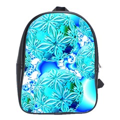 Blue Ice Crystals, Abstract Aqua Azure Cyan School Bag (xl) by DianeClancy