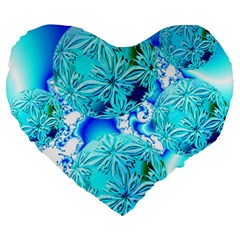 Blue Ice Crystals, Abstract Aqua Azure Cyan 19  Premium Heart Shape Cushion by DianeClancy