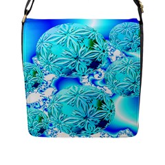 Blue Ice Crystals, Abstract Aqua Azure Cyan Flap Closure Messenger Bag (large) by DianeClancy