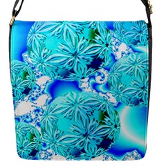 Blue Ice Crystals, Abstract Aqua Azure Cyan Flap Closure Messenger Bag (small) by DianeClancy