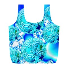 Blue Ice Crystals, Abstract Aqua Azure Cyan Full Print Recycle Bag (l) by DianeClancy